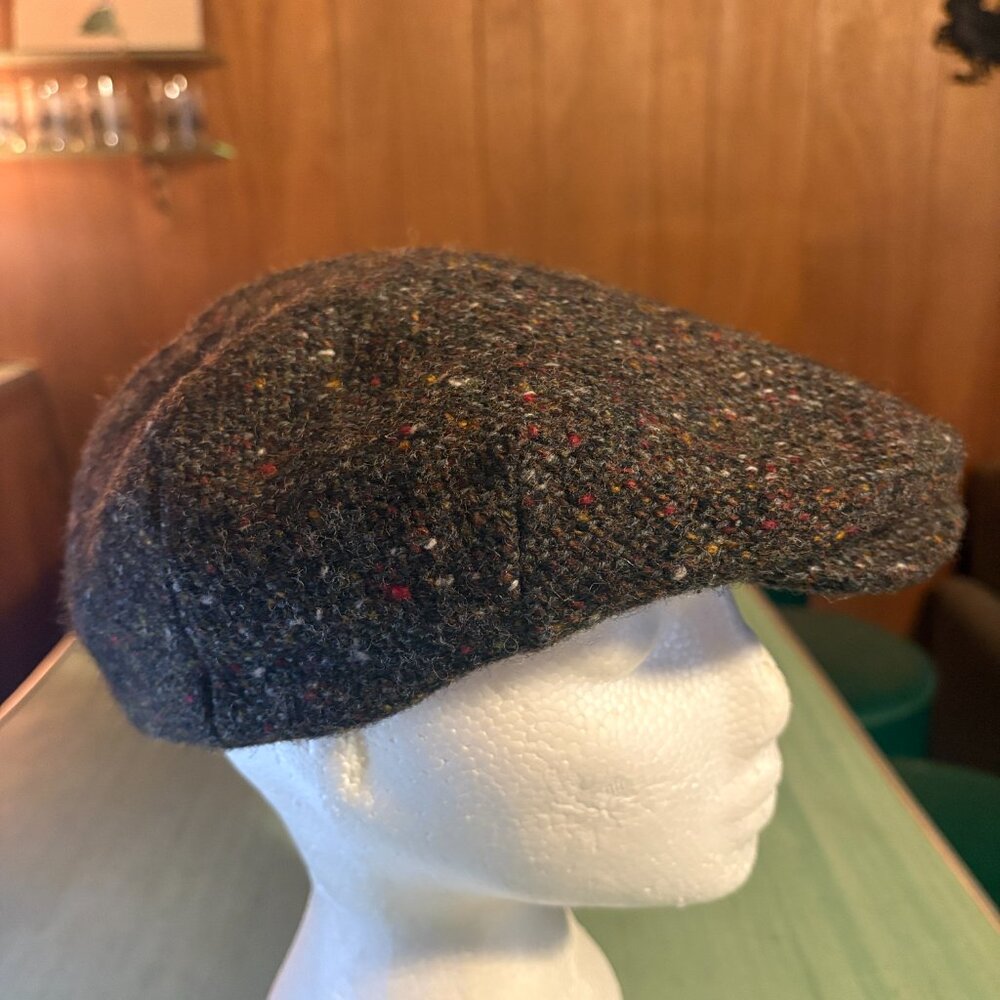 Vintage Hanna Hats Speckled Donegal Pure Wool Newsboy Cap Hat Size XL - Picture 3 of 10
